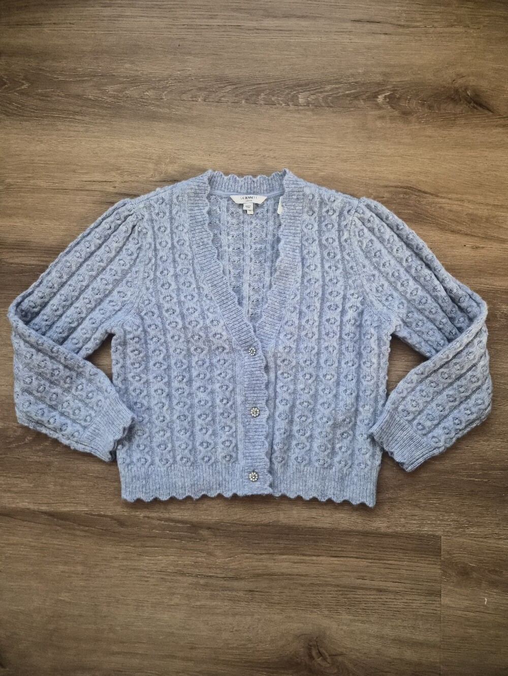 LK Bennett Wool Blend Light Blue V-Neck Knit Cardigan Medium